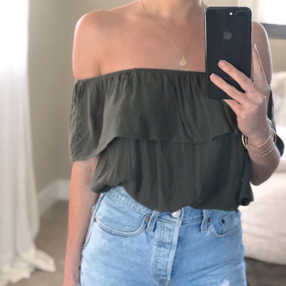 | Olive Off Shoulder Top |